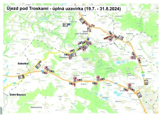 Dopravní uzavírka v obci Újezd pod Troskami